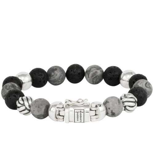 Luxoia - Buddha to Buddha Armband Spirit Bead Mix Grauer Picasso Jaspis