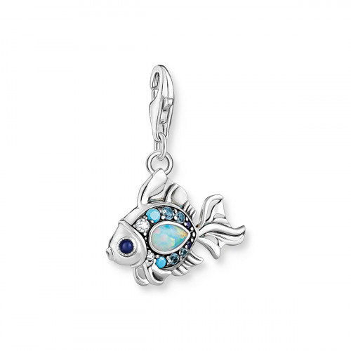 Luxoia - Thomas Sabo Charm-Anhänger Fisch mit Blauen Steinen Silber - 1884-945-7