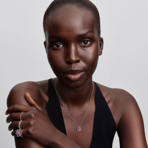 Luxoia - Pandora Herbarium Funkelnde Rosafarbene Blume Anhänger Halskette - 394576C01-45