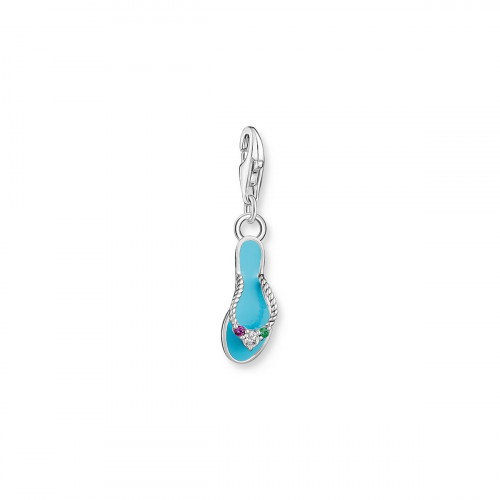 Luxoia - Thomas Sabo Charm-Anhänger Türkiser Flip-Flop mit Bunten Steinen Silber- 2025-914-7