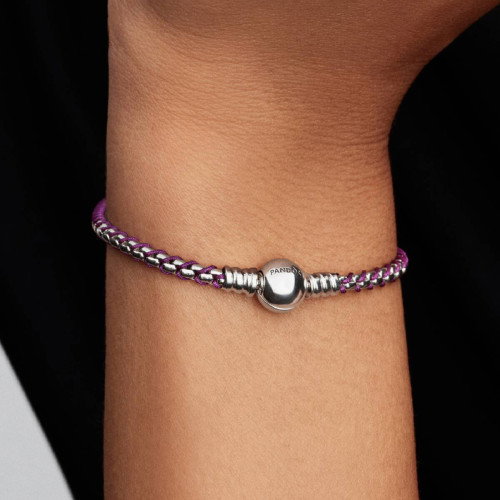 Luxoia - Pandora Lilafarbene Kordel Kastenkette Armband - 593816C03