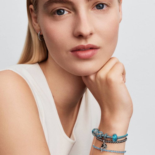 Luxoia - Pandora Schwarze Kordel Kastenkette Armband - 593816C02