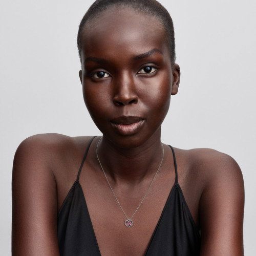 Luxoia - Pandora Herbarium Funkelnde Rosafarbene Blume Anhänger Halskette - 394576C01-45