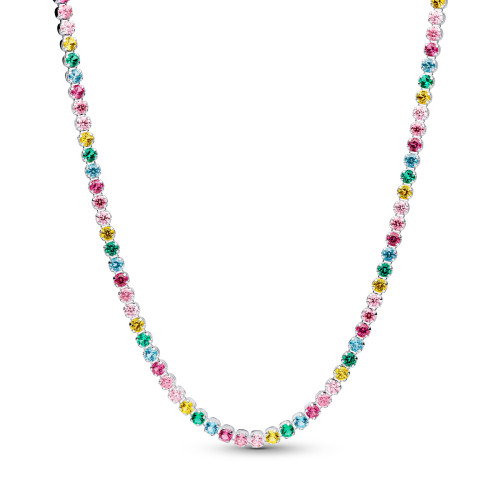 Luxoia - Pandora Regenbogenfarbene Tennishalskette - 394648C01-40