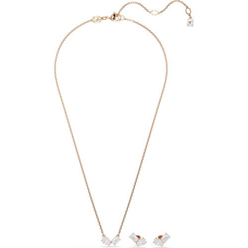 Luxoia - Swarovski Mesmera Set Tropfenschliff Oktagon Schliff Weiss Roségold Legierungsschicht - 5734246