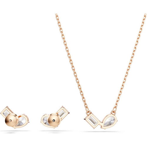 Luxoia - Swarovski Mesmera Set Tropfenschliff Oktagon Schliff Weiss Roségold Legierungsschicht - 5734246