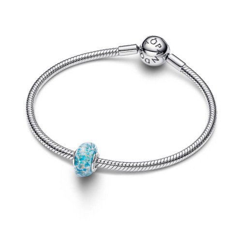 Luxoia - Pandora Türkisfarbenes Murano Glas und Glitzer Charm - 794701C01