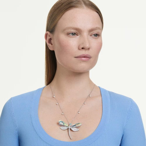 Luxoia - Swarovski x Ariana Grande Halskette und Brosche Verschiedene Schliffe Libelle Grün Rhodiniert - 5737429