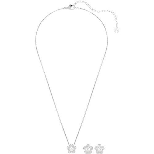 Luxoia - Swarovski x Ariana Grande Set Kristallperle Rundschliff Blume Weiss Rhodiniert - 5749180