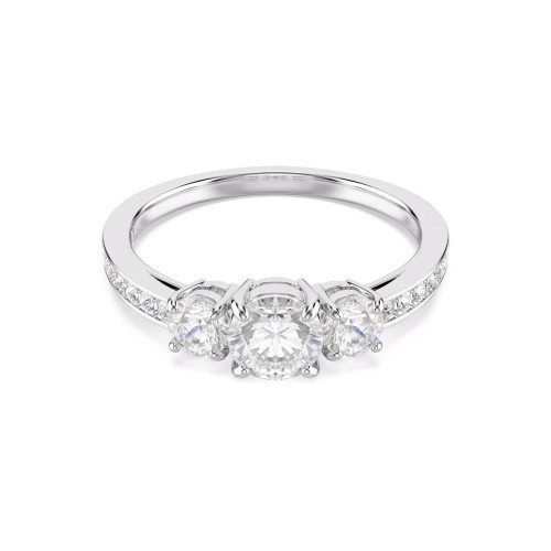 Luxoia - Swarovski Stilla Attract Ring Rundschliff Weiss Silberfarbenes Finish