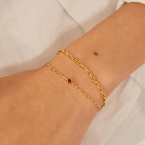 Luxoia - Ania Haie Gold Crimson Solitaire Armband - B071-01G