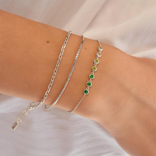 Luxoia - Ania Haie Silver Green Station Armband - B073-04H