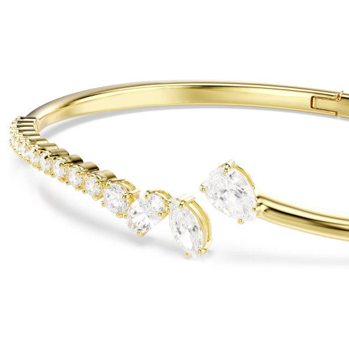 Luxoia - Swarovski Mesmera Armreif Verschiedene Schliffe Weiss 18K goldbeschichtet