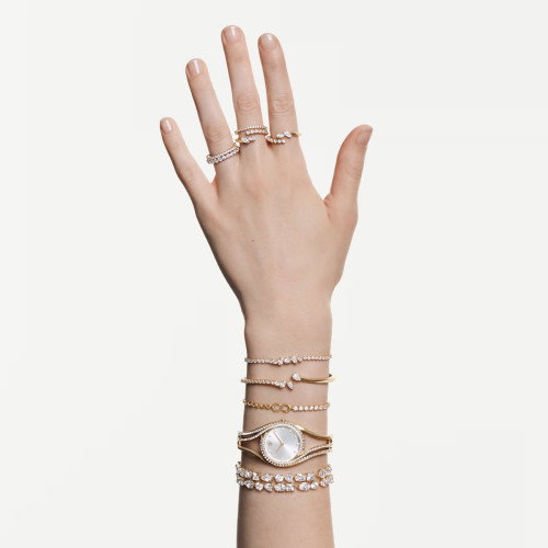 Luxoia - Swarovski Mesmera Armreif Verschiedene Schliffe Weiss 18K goldbeschichtet