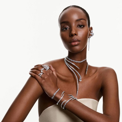 Luxoia - Swarovski Vienna Armreif Verschiedene Schliffe Weiss Rhodiniert