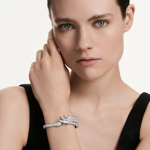 Luxoia - Swarovski Vienna Armreif Verschiedene Schliffe Schwan Weiss Rhodiniert