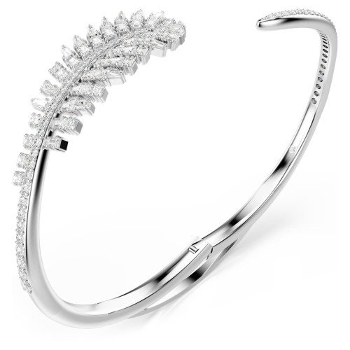 Luxoia - Swarovski Vienna Armreif Verschiedene Schliffe Feder Weiss Rhodiniert