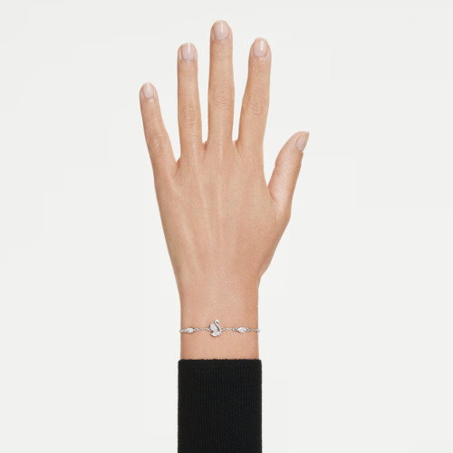 Luxoia - Swarovski Swan Armband Verschiedene Schliffe Schwan Weiss Rhodiniert - 5758682