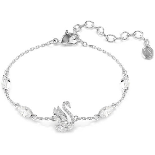 Luxoia - Swarovski Swan Armband Verschiedene Schliffe Schwan Weiss Rhodiniert - 5758682