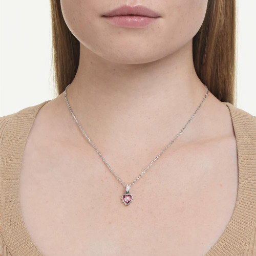 Luxoia - Swarovski Chroma Halskette Verschiedene Schliffe Rosa Rhodiniert - 5757789