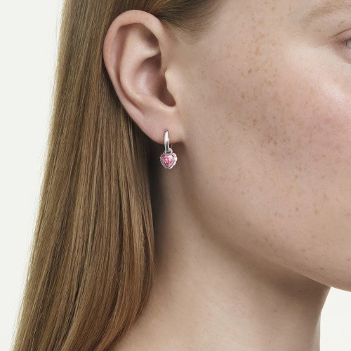 Luxoia - Swarovski Chroma Drop Ohrhänger Herz Rosa Rhodiniert - 5757814