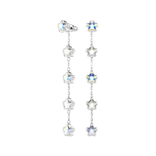 Luxoia - Swarovski Chroma Ohrringe Verschiedene Schliffe Stern Weiss Rhodiniert - 5754184