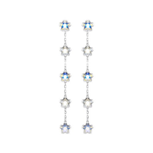 Luxoia - Swarovski Chroma Ohrringe Verschiedene Schliffe Stern Weiss Rhodiniert - 5754184