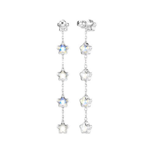 Luxoia - Swarovski Chroma Ohrringe Verschiedene Schliffe Stern Weiss Rhodiniert - 5754184