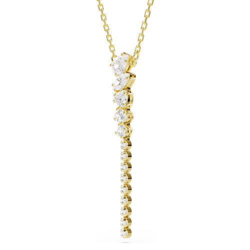 Luxoia - Swarovski Mesmera Y Halskette Verschiedene Schliffe Weiss 18K goldbeschichtet - 5747997