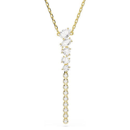 Luxoia - Swarovski Mesmera Y Halskette Verschiedene Schliffe Weiss 18K goldbeschichtet - 5747997