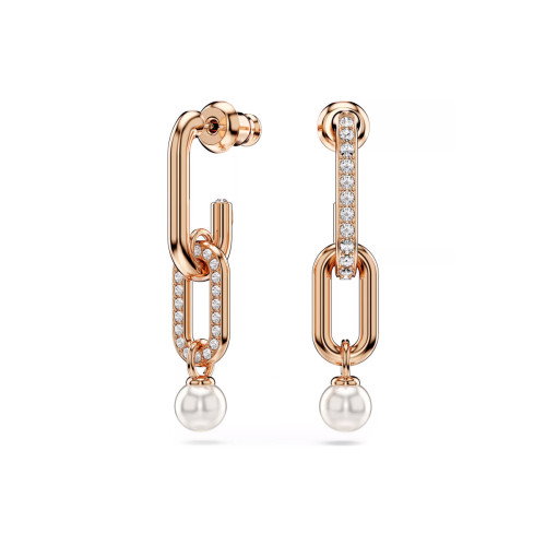 Luxoia - Swarovski Constella Drop Ohrhänger Kristallperle Rundschliff Weiss Roségold Legierungsschicht - 5728585