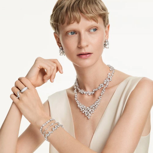 Luxoia - Swarovski Constella Halskette Verschiedene Schliffe Schliesse Weiss Rhodiniert - 5732249