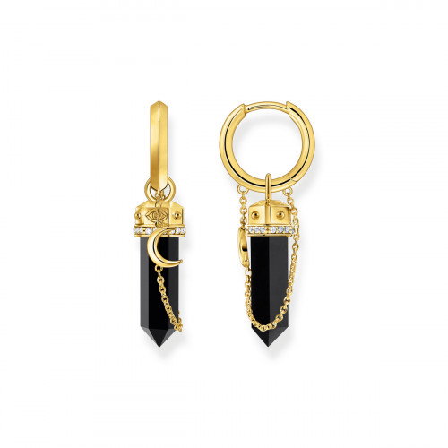 Luxoia - Thomas Sabo Creolen mit Onyx Anhänger und Kette vergoldet - CR722-177-11
