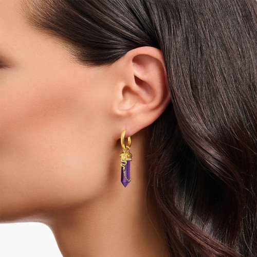 Luxoia - Thomas Sabo Creolen mit Anhänger aus imitiertem Amethyst vergoldet - CR722-414-13