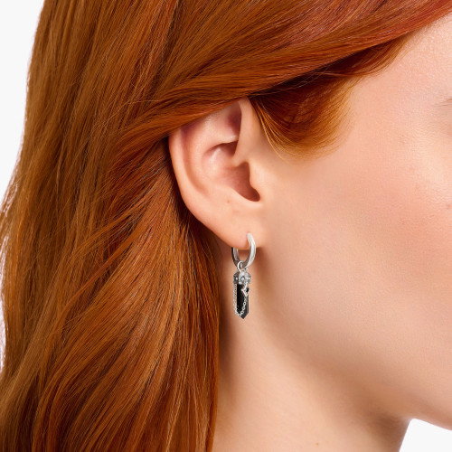 Luxoia - Thomas Sabo Einzel Creole mit Onyx-Anhänger und Kette Silber geschwärzt - CR724-641-11