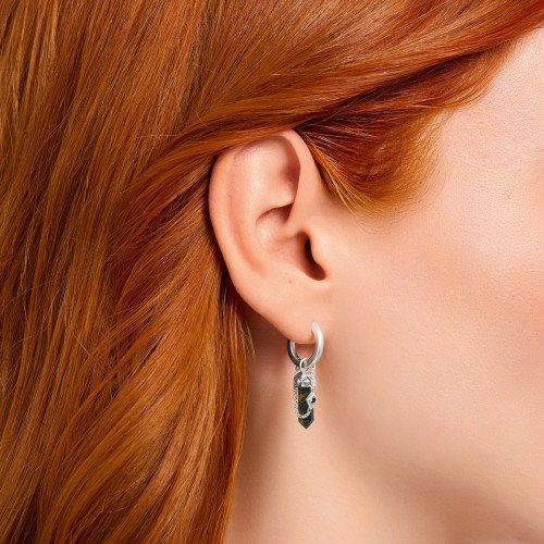 Luxoia - Thomas Sabo Einzel Creole mit goldblauem Onyx-Anhänger Silber geschwärzt - CR724-950-1