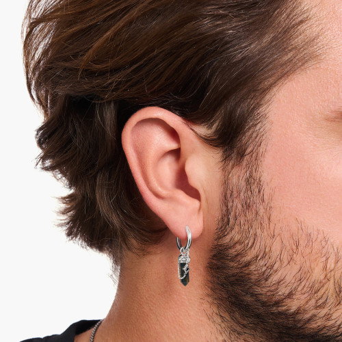 Luxoia - Thomas Sabo Einzel Creole mit goldblauem Onyx-Anhänger Silber geschwärzt - CR724-950-1