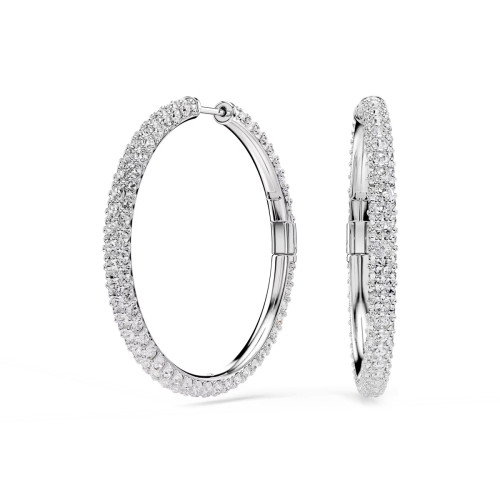 Luxoia - Swarovski Dextera Kreolen Rundschliff Weiss Rhodiniert - 5754156