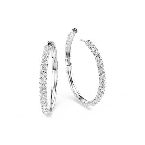 Luxoia - Swarovski Dextera Kreolen Rundschliff Weiss Rhodiniert - 5754156