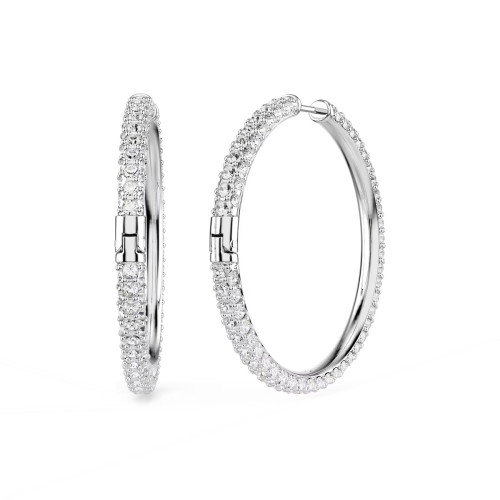 Luxoia - Swarovski Dextera Kreolen Rundschliff Weiss Rhodiniert - 5754156