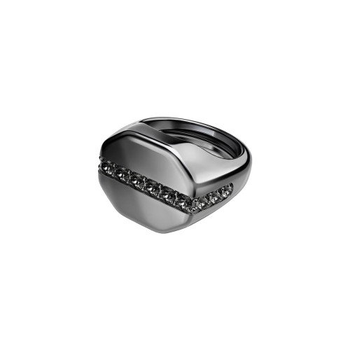 Luxoia - Swarovski Dextera Octagon Ring Achteckform Rundschliff Schwarz Rutheniert