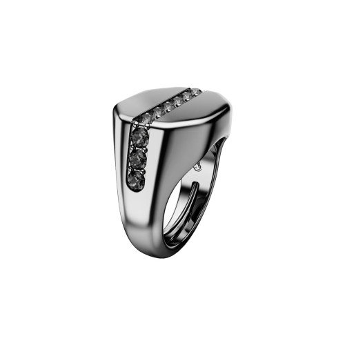 Luxoia - Swarovski Dextera Octagon Ring Achteckform Rundschliff Schwarz Rutheniert