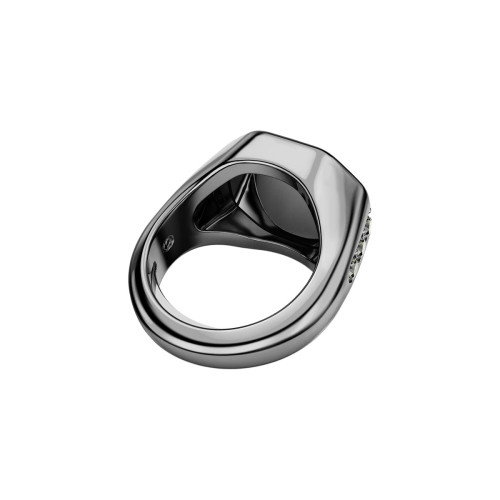 Luxoia - Swarovski Dextera Octagon Ring Achteckform Rundschliff Schwarz Rutheniert