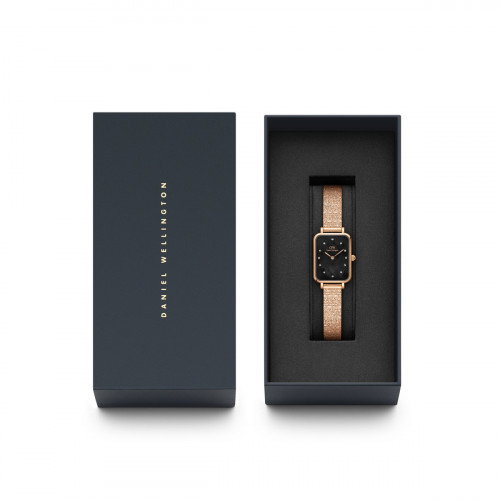 Luxoia - Daniel Wellington Quadro Lumine Pressed Piano Rose Gold Black - DW00100579