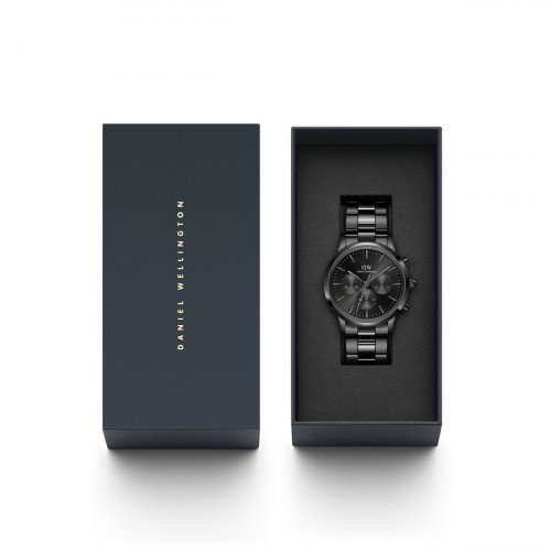 Luxoia - Daniel Wellington Iconic Chronograph Link Black Sunray - DW00100642