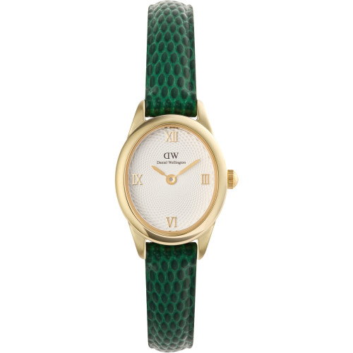 Luxoia - Daniel Wellington Ophelia Mini Green Lizard White Guilloché Gold - DW00100892