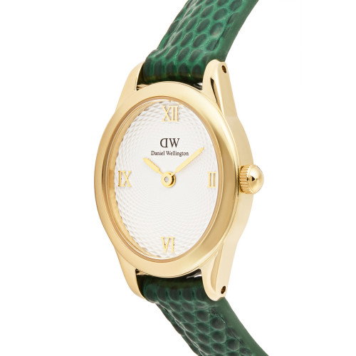Luxoia - Daniel Wellington Ophelia Mini Green Lizard White Guilloché Gold - DW00100892