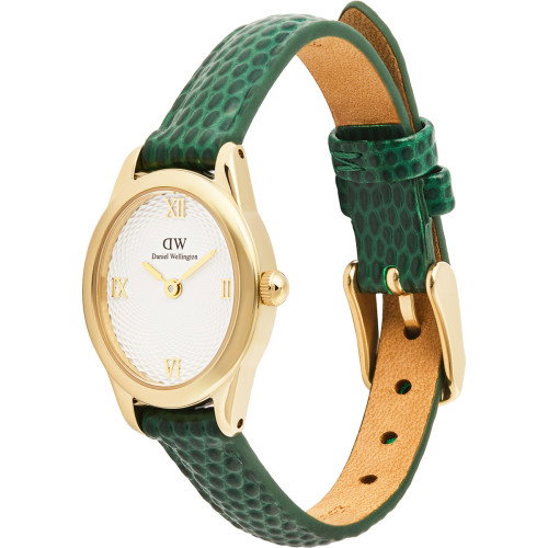 Luxoia - Daniel Wellington Ophelia Mini Green Lizard White Guilloché Gold - DW00100892