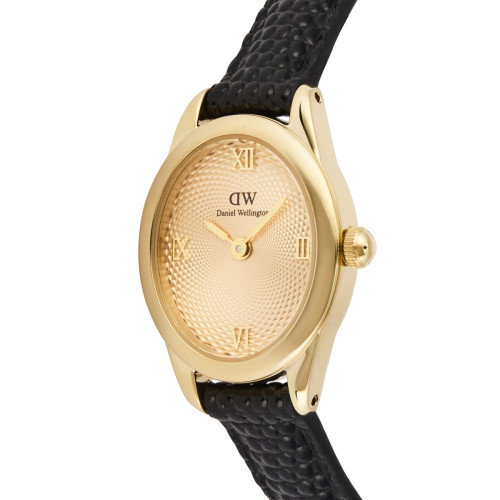 Luxoia - Daniel Wellington Ophelia Mini Black Lizard Unitone Guilloché Gold - DW00100897