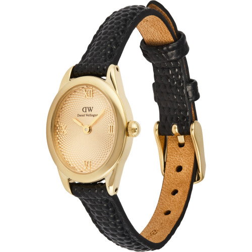 Luxoia - Daniel Wellington Ophelia Mini Black Lizard Unitone Guilloché Gold - DW00100897
